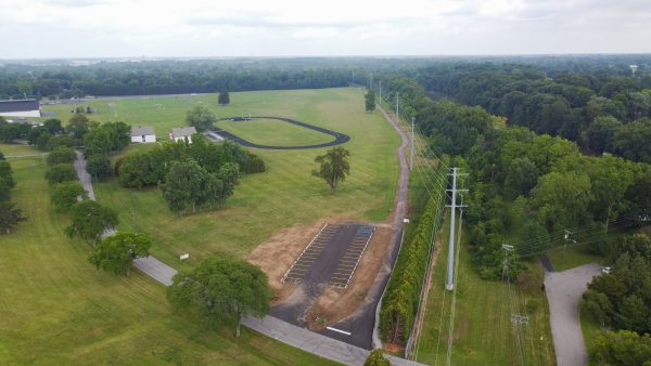 drone photo of the new Becketts run trail